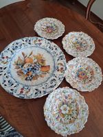 Set Keramikteller mit Obst und Blumenmotiv, 5-teilig