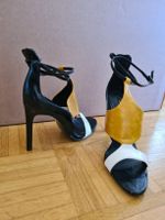 ZARA High-Heels Sandalen Gr. 41 - Schwarz/Weiss/Senfgelb