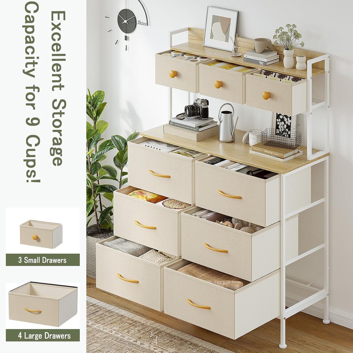 Cassettiere: Kommode hoch 9 Schubladen Beige Schminkkommode – Nuovo e nell'imballaggio originale da St. Gallen venduto da VerkaufsMaus50 6