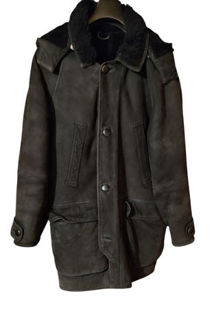 Giaccone Faspel shearling taglia L uomo con cappuccio usato.