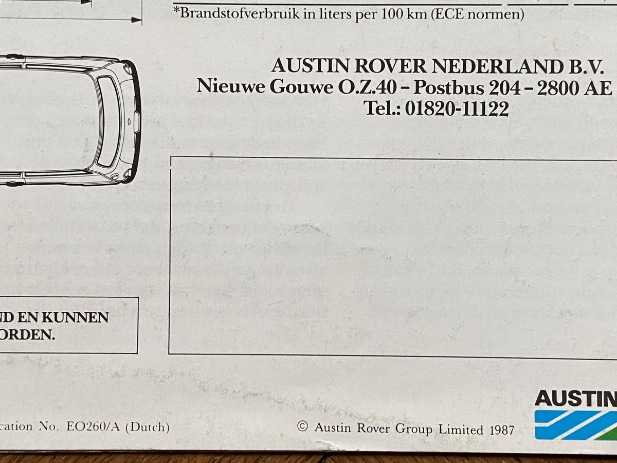 Mini Dokumente: Original Mini Prospekt 1987, Rarität! – Gebraucht aus Langenthal von Andreasdavidk 9