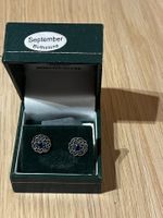 925 Sterling Silber Ohrringe mit blauem Stein-ungetragen+box