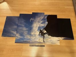 5er Leinwand Bergsteiger Kletterer Wandbild Deko neuwertig