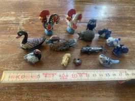 Div. Miniatur-Tierfiguren (Enten, Vögel, Hahn etc.)
