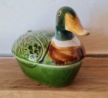 Porzellan Ente, Deckelgefäss, handarbeit von Michel Caugant