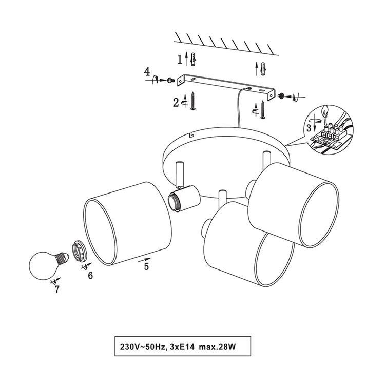 Lustres & lampes de plafonds: Deckenleuchte, Stoff, Schwenkbar 25 cm Ø – Neuf (Voir description) à Kreuzlingen par Smart-Light 4