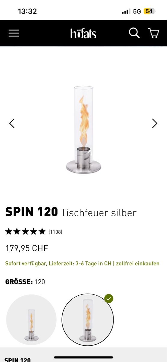 Bracieri: Tischfeuer Spin 120 schwarz neu – Nuovo e nell'imballaggio originale da Sirnach venduto da henkles 3