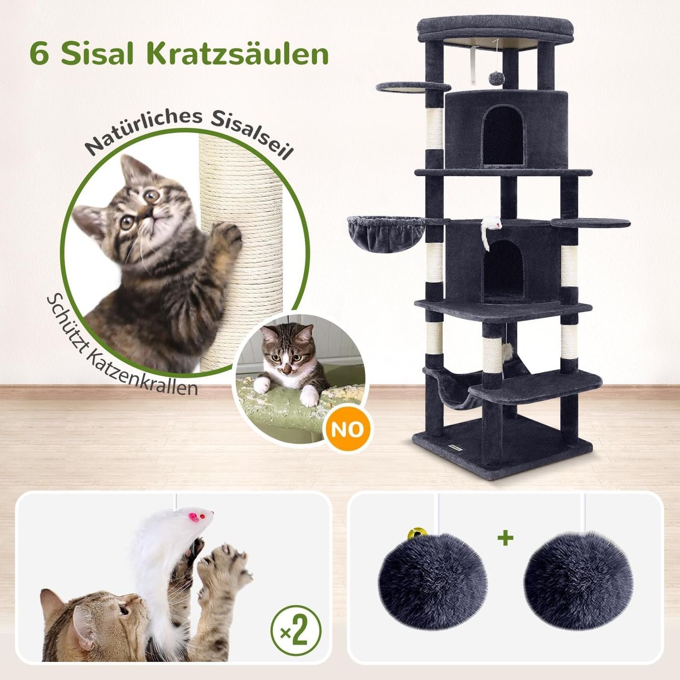 Tiragraffi: Kratzbaum Katzen Eckkratzbaum Katzenbaum 167cm stabil grau – Nuovo e nell'imballaggio originale da Wittenbach venduto da VELARO 2