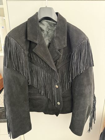 Wildlederjacke schwarz mit Fransen, guter Zustand