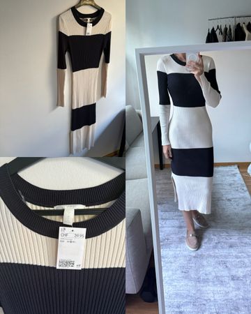 H&M brand new dress white + navy blue (size S)