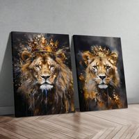 2er Set Wandbild Löwe Paar NEU