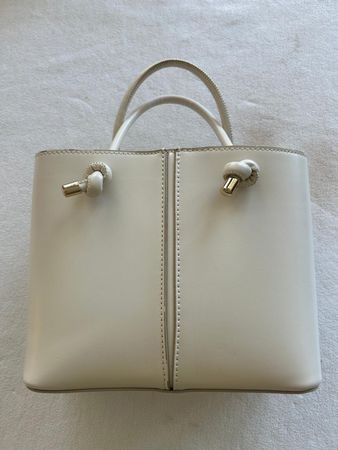 Zara Bucket Bag White with Handles and Shoulder Strap