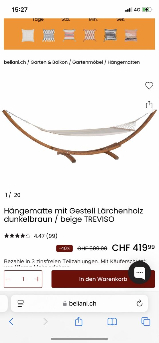 Amache: Hängematte mit gestell – Usato da Elgg venduto da Kaboy 3