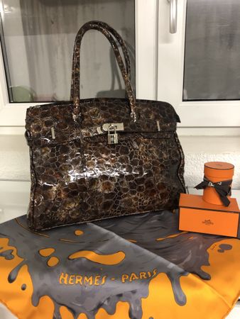 Echt Lederhandtasche Kroko Muster, Model Birkin Top!