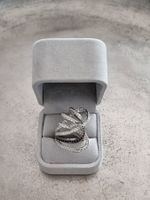 Ring-versilbert,schw./weiss/Swarovski