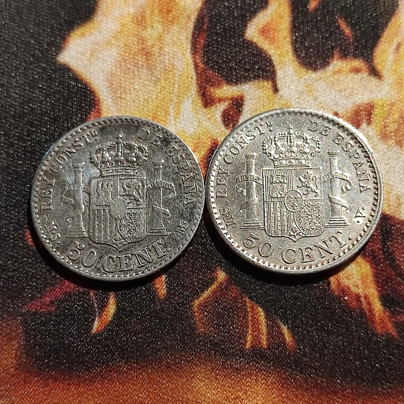 Alle Münzen: 50 Centavos 1880, 1904, Silber, Spanien – Gebraucht aus Rieden SG von res1291 3