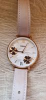 Montre femme Fossil cadran fleurs bracelet cuir rose