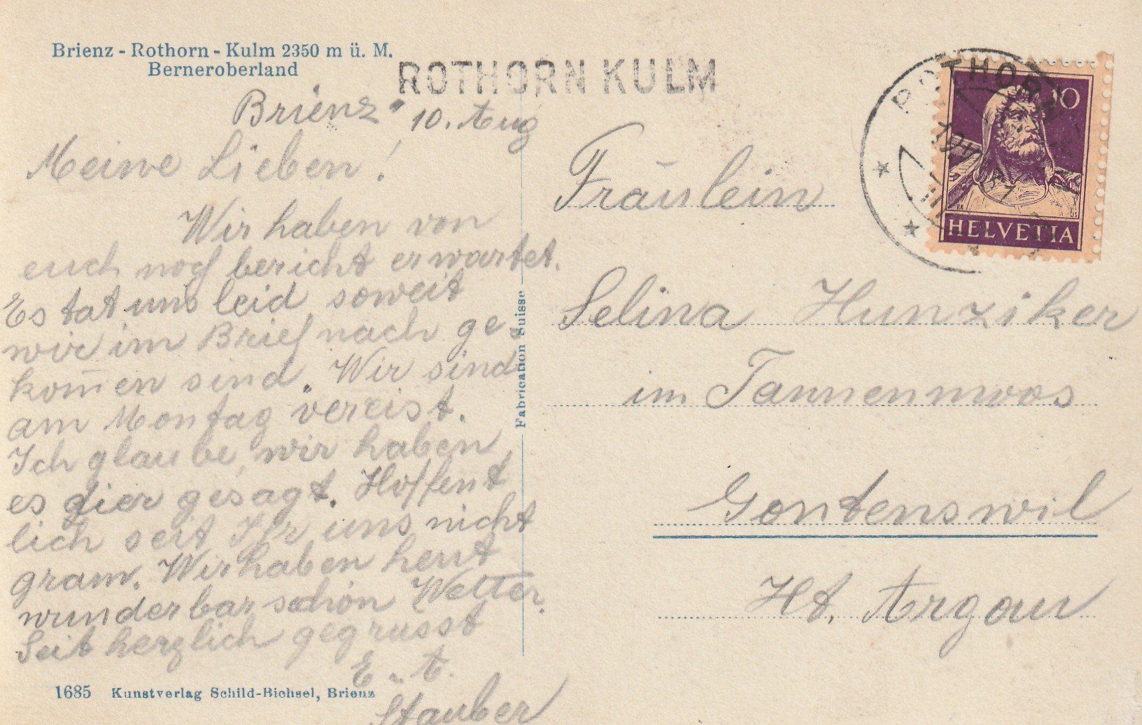 Cartoline postali: Brienz Rothornbahn – Usato da Rorschacherberg venduto da fratovi2 1