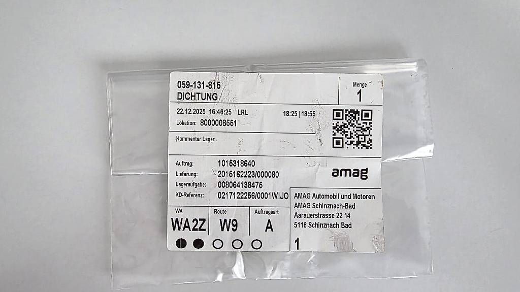 Tutti pezzi di ricambio auto: 059-131-815   Dichtung – Nuovo e nell'imballaggio originale da Rothrist venduto da Boss1998 1