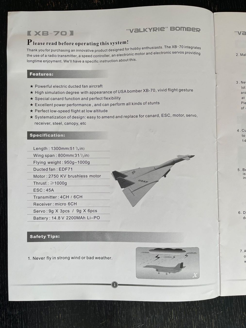 RC Modellbau: XB-70 Valkyrie 70mm EDF, Bastlerobjekt – Defekt aus Zürich von kaufen.und.verkaufen 1