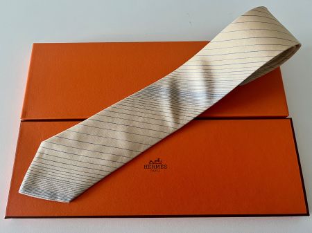 Cravate HERMES-Paris „Blue Stripes“ - avec box original