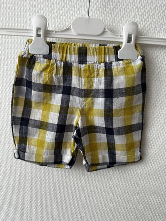 Süsse Shorts Gr. 74 gelb kariert Leinen Leinenhose Sommer