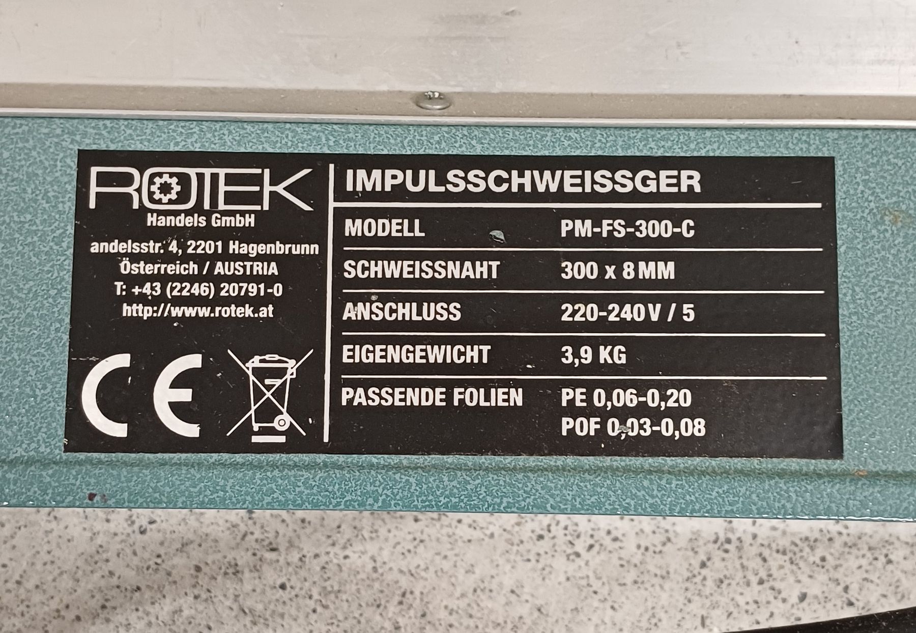 Toutes les machines: Profi Folien Schweißgerät – D'occasion à Pfeffikon LU par SY-YoLo 3