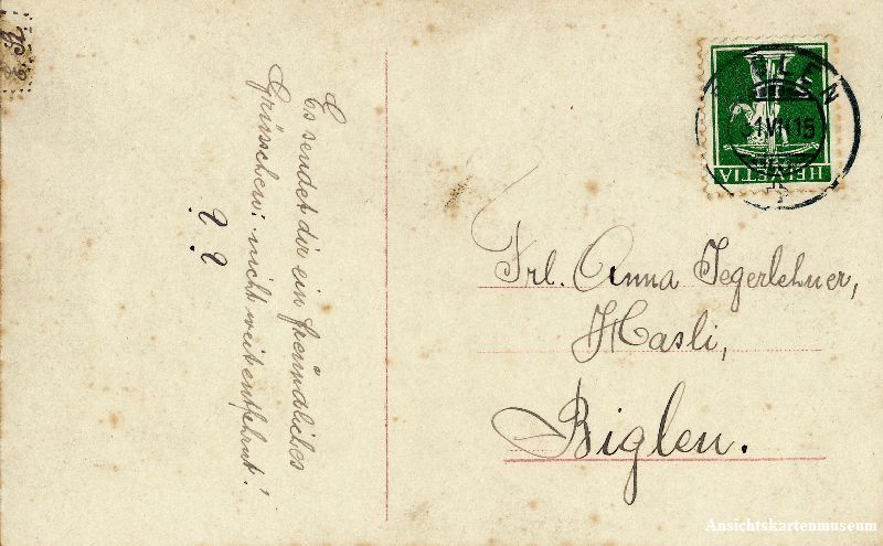 Cartoline postali: Hübsche Dame - mit Rosen  + 1915 – Usato da Emmenbrücke venduto da teestube 1