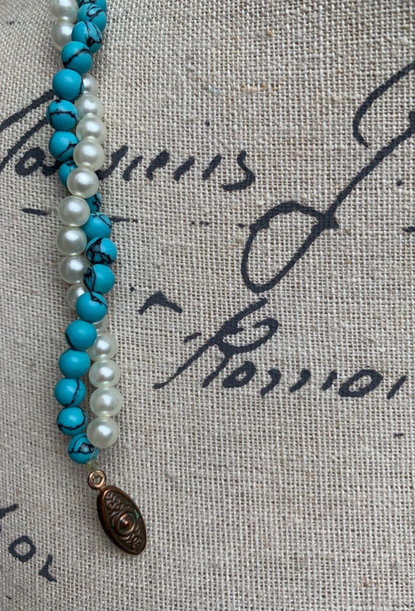 Catenine: Superbe collier vintage PERLE ET PIERRE TURQUOISE fermoir – Usato da Martigny venduto da only__you 8