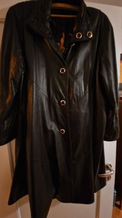 Leder Mantel Gr. 38 Schwarz Vintage Herbst/Winter ...