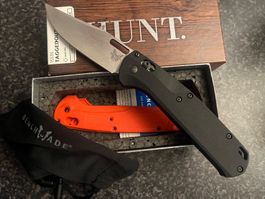 Benchmade Taggedout 15535, CPM-154 Orange Grivory Jagdmesser