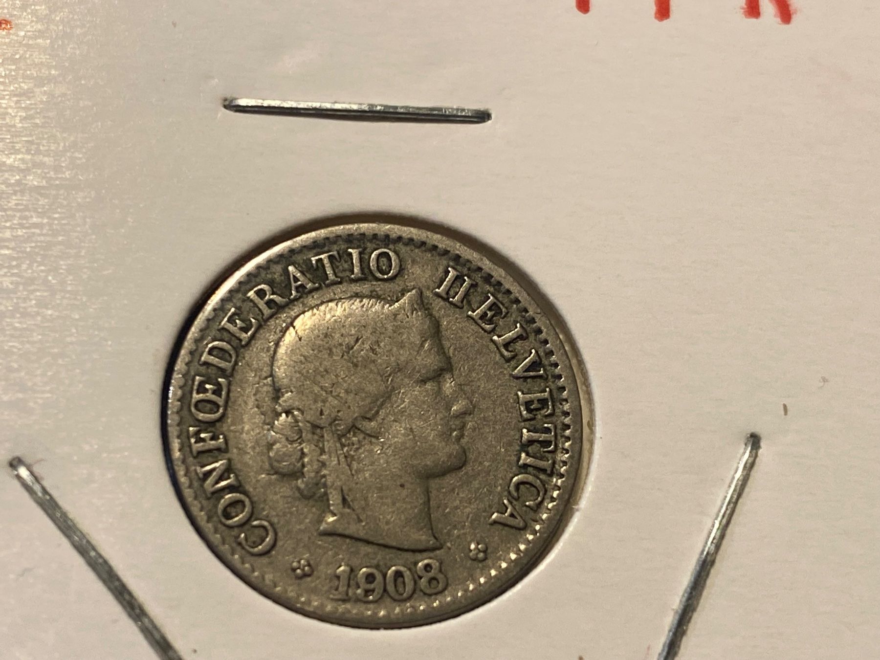 Alle Münzen: SUISSE : 5 CENTIMES 1908. Sans trait horizontal sur le H – Gebraucht aus genève von GEnumist 2