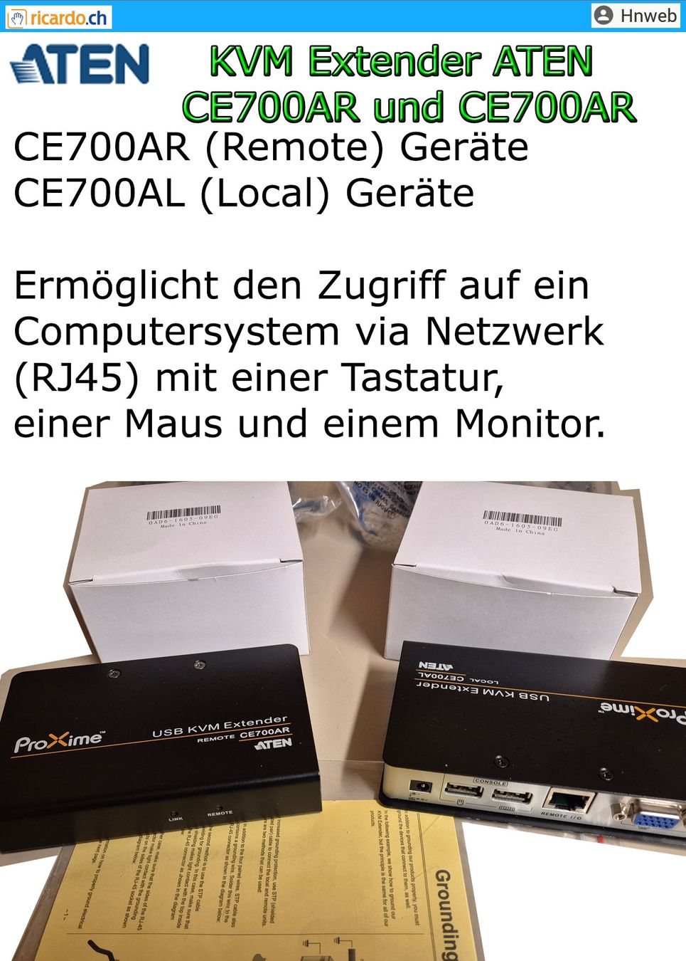 Unità & Adattatore: ATEN Proxime CE700AR USB KVM Remote Console Extender – Usato da Kaisten venduto da Hnweb