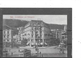 BE Biel 1908 Centralstrasse und Nidaugasse mit Strassenbahn