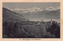 Sigriswil mit Hochalpen, gelaufen 1925