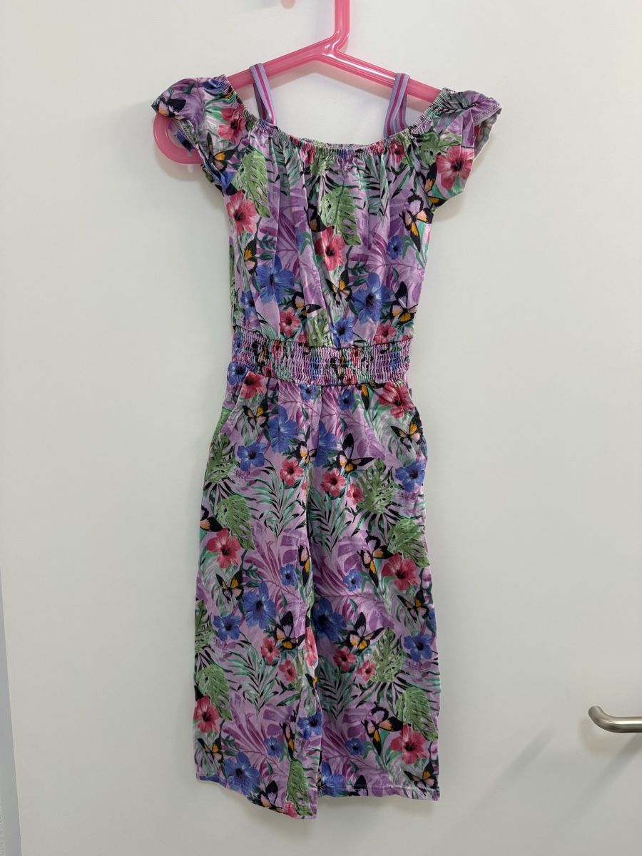 Jumpsuits: Sommerlicher Jumpsuit Gr. 98/104 mit Blumen und Schmetterlin – Gebraucht aus Winkel von zucchetti