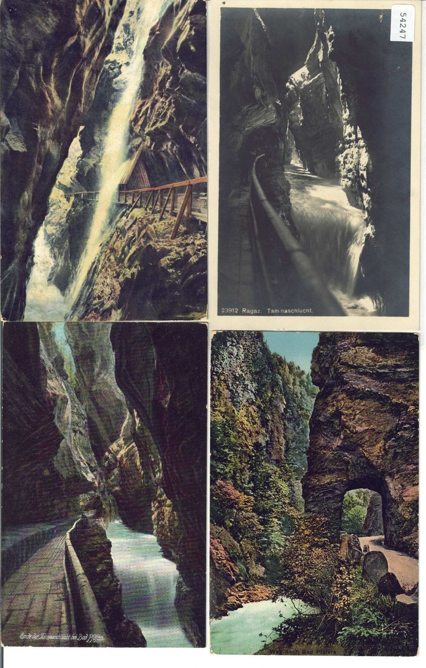 Cartoline postali: 4 AK - Tamina-Schlucht – Usato da Ettingen venduto da Kartenplanet
