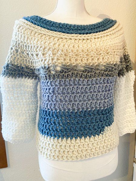 Pulls & Sweat-shirts: Gehäkelte Topdown Pullover Pulli weiss bunt – Neuf (Voir description) à Carabbia par katiamandelli 1