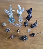 15 Tierfiguren aus Glas und Porzelan, Nippes