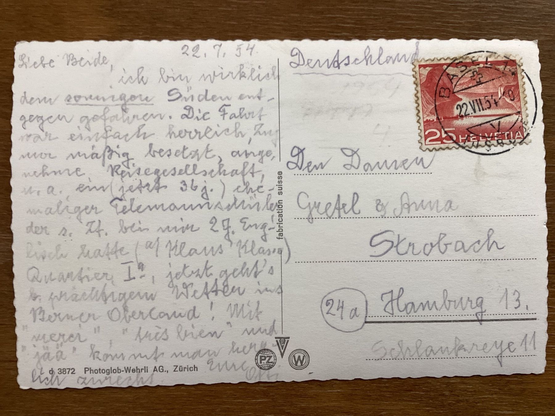 Ansichtskarten: AK Basel. Totengässlein 1954 – Gebraucht aus Zürich von Tolima194 1