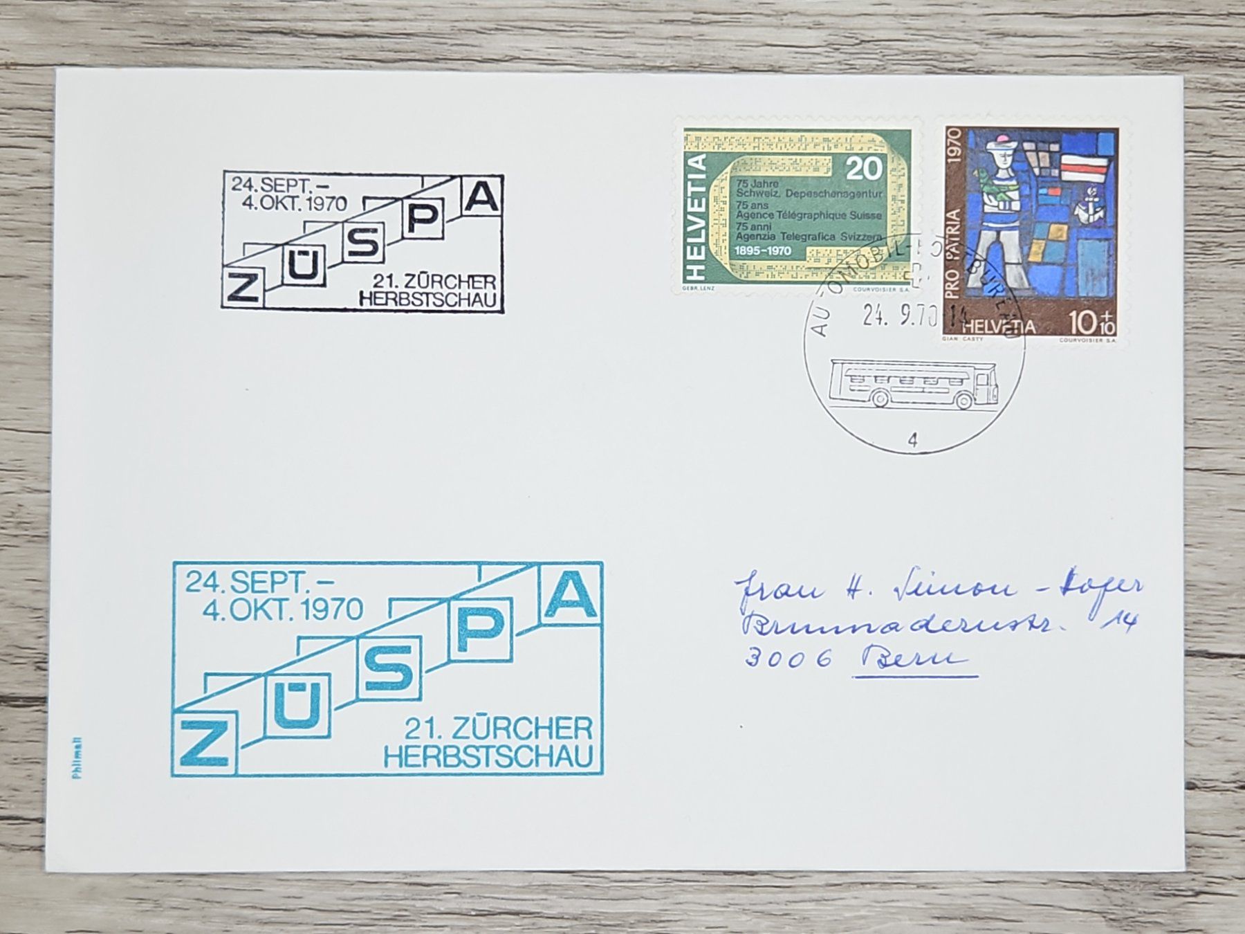 Tutti i francobolli: CL17 Enveloppe + Timbre Suisse 1970 – Usato da Cousset venduto da Patrick_Collections