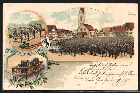 Cartes postales: Litho Hundwil, Menschenmenge bei einer A – D'occasion à Berlin par bartko-reher