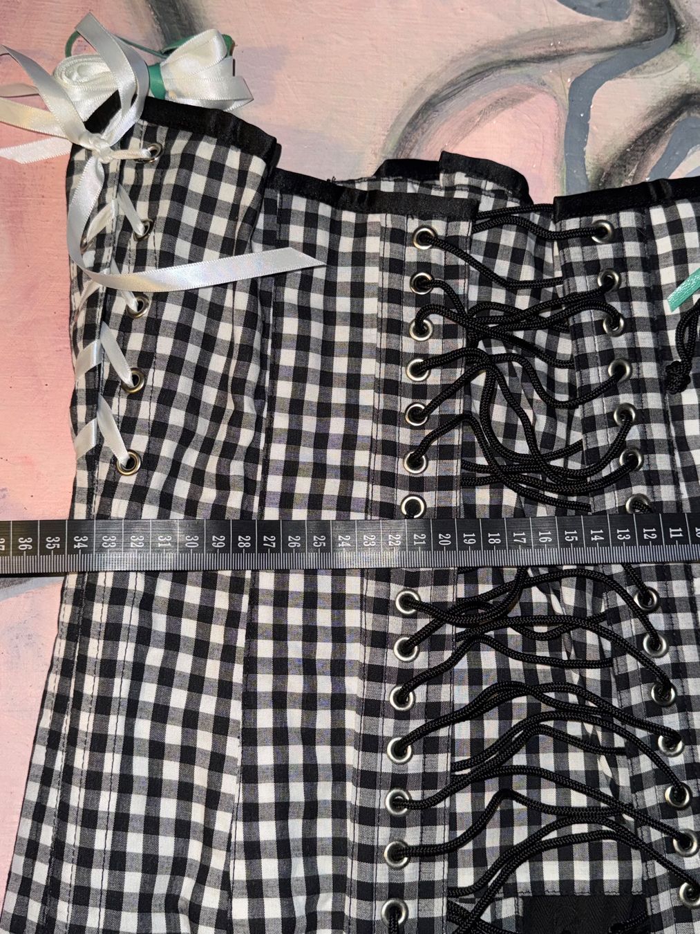 Sonstige Unterwäsche: Bespoke B&W Gingham Cotton Belt-Corset size 40 – Gebraucht aus Birsfelden von Brut 2