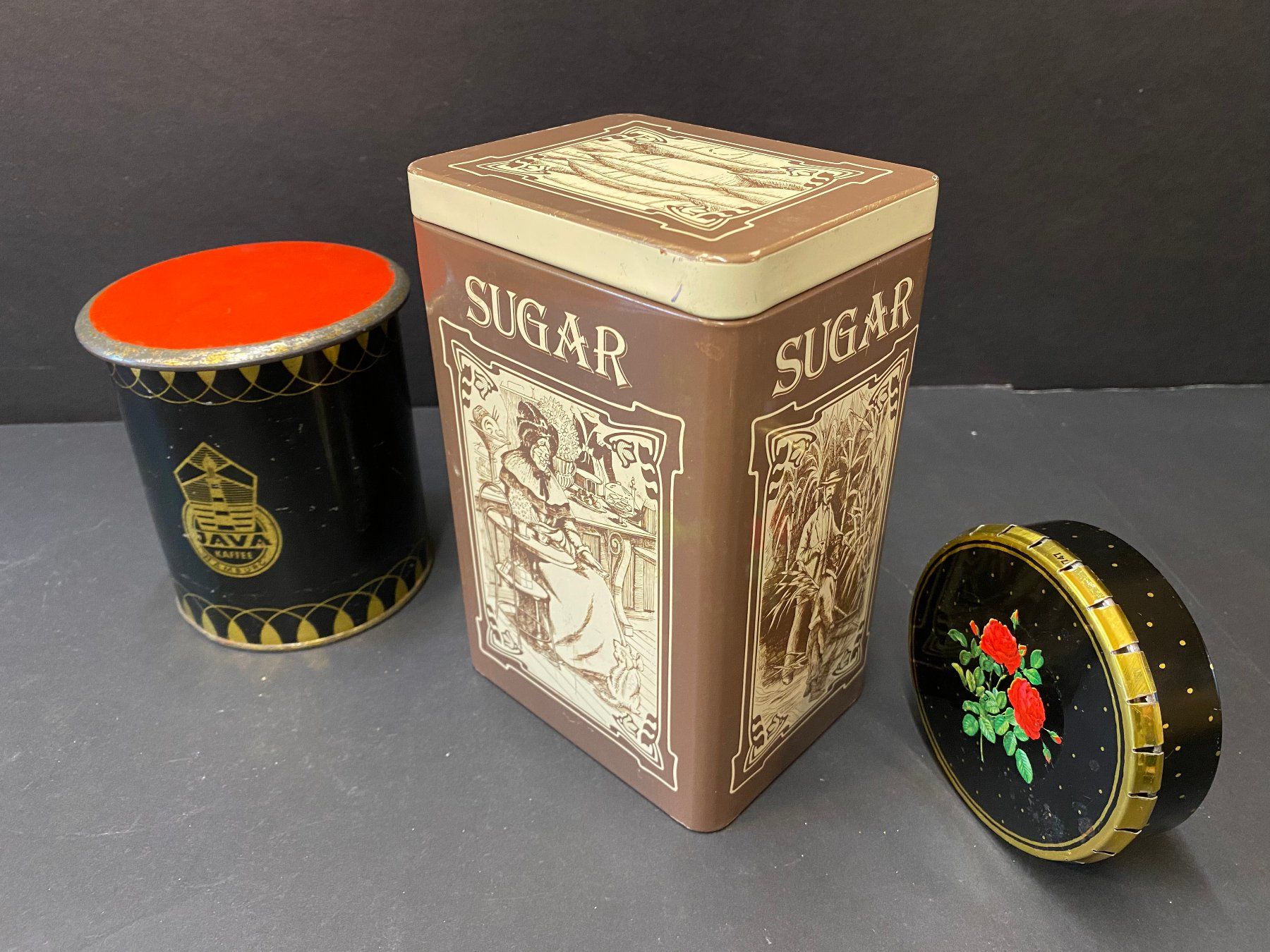 Zuccheriere: 3 Vintage Blechdose – Usato da Schaffhausen venduto da Magnet 9