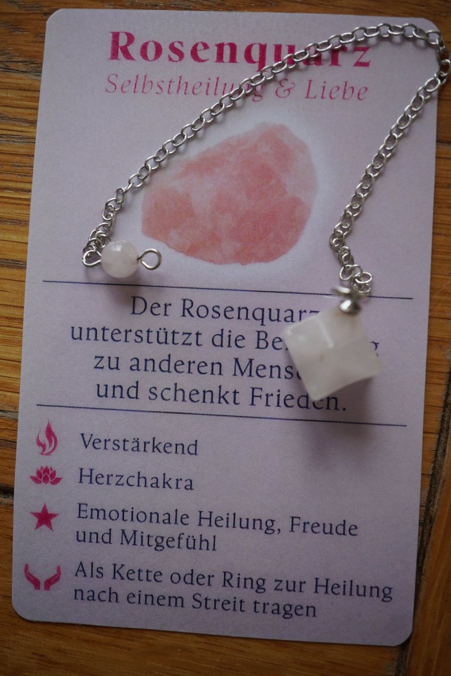 Mineralien & Heilsteine: Pendel Rosenquarz – Neu und originalverpackt aus Eschenbach SG von bushika