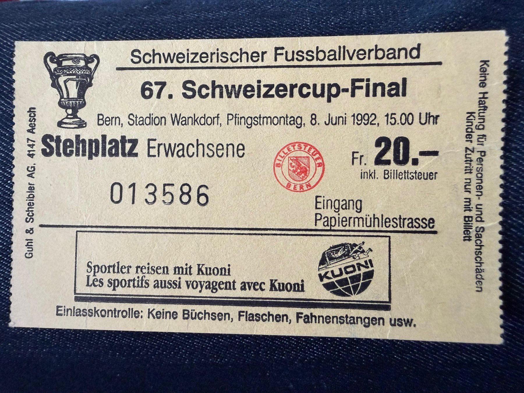 Biglietti: FC Luzern Ticket Cupfinal 1992 – Usato da Luzern venduto da veloce37