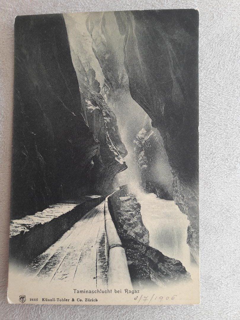 Cartoline postali: RAGAZ   -  Taminaschlucht  - 1906 – Usato da Delémont venduto da Domdom1