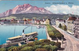 Luzern  Schweizerhofquai u. Pilatus ( Feldpost 1916 )