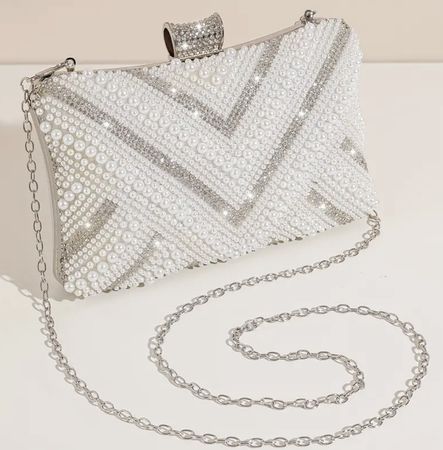 Elegante Clutch mit Perlen und Strass - Festlich! Neuwertig.