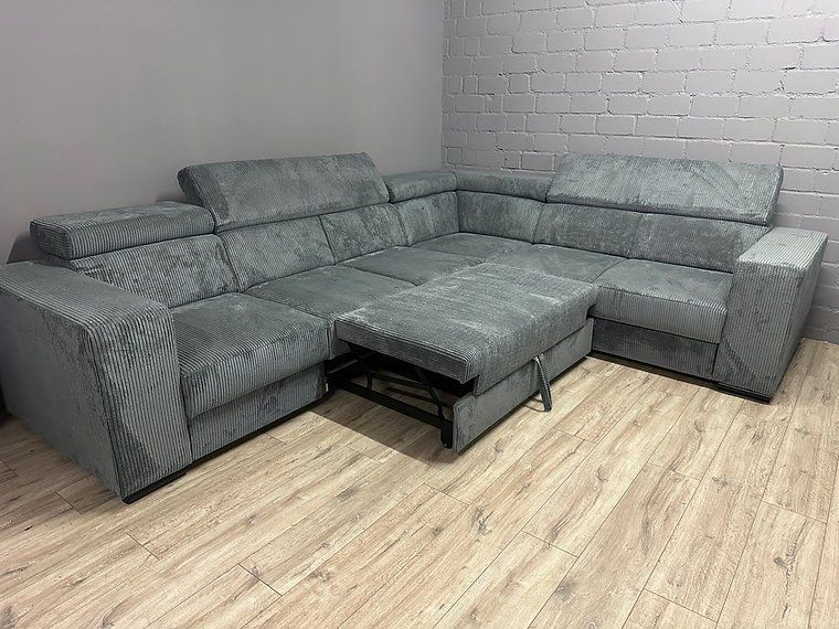 Sofas: ECKSOFA "FEWA" SAMTKORD GRAU BEIDSEITIGE MONTIERBAR – Neu und originalverpackt aus Recherswil von Moebel_Outlet 4